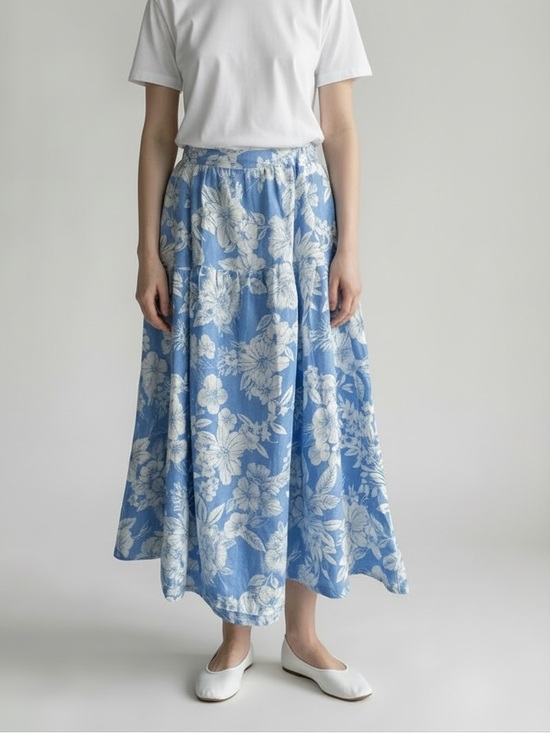 C&C California Dresses & Skirts - C&C California 100% linen Blue and White Women's Skirt Size XL